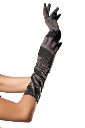 Elbow Length Satin Gloves black
