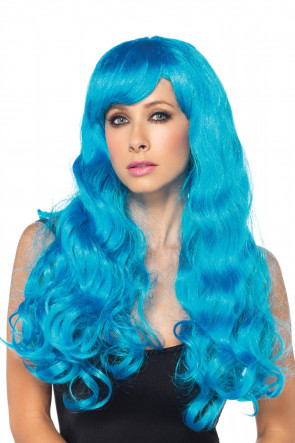 Neon Star Long Wavy Wig blue
